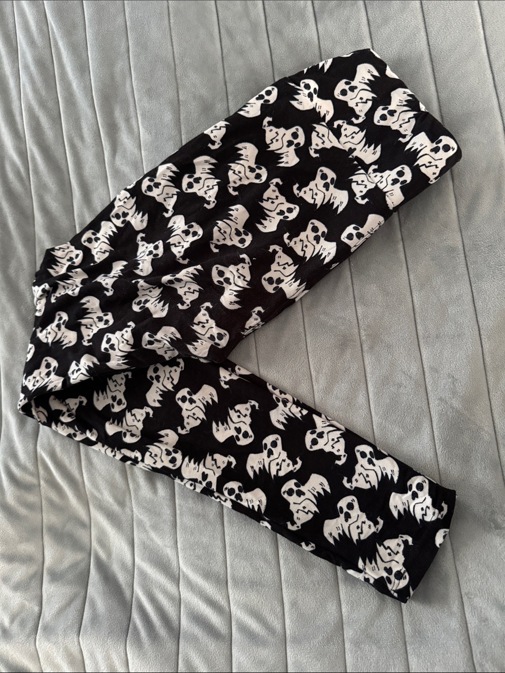 LuLaRoe Black Leggings with White Ghost Print